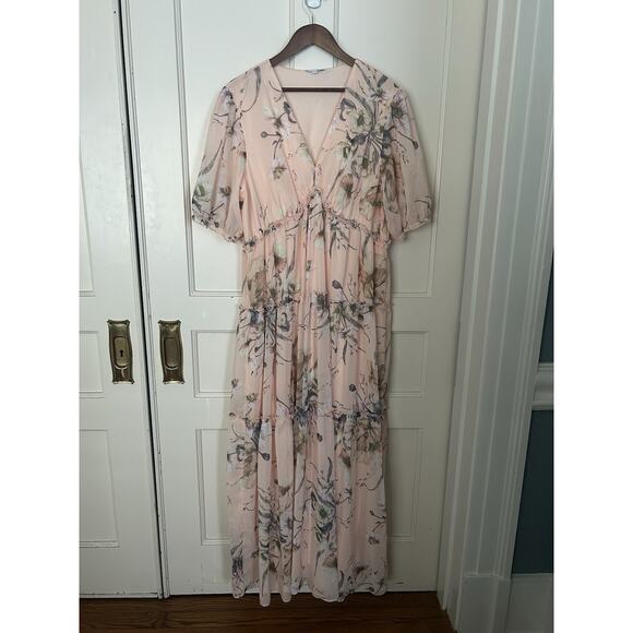 Baltic Born Santorini Floral Tiered Maxi Dress Womens Size 3XL Peach Classic - Picture 1 of 9